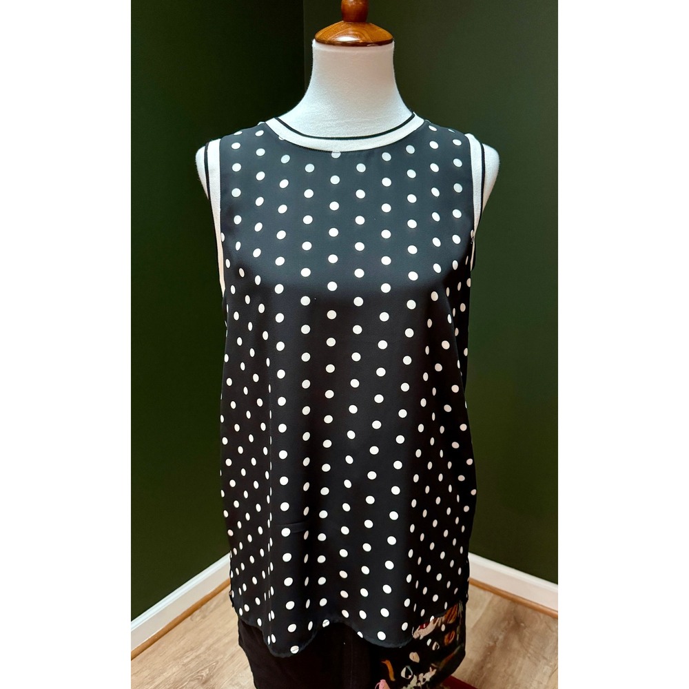 Vince‎ Camuto Black White Polka Dot Sleeveless Blouse Blouse Women's Size S